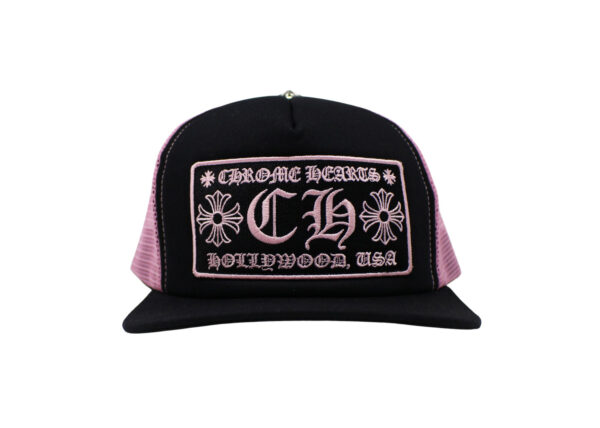 Chrome Hearts CH Hollywood Trucker Hat - Black-Pink