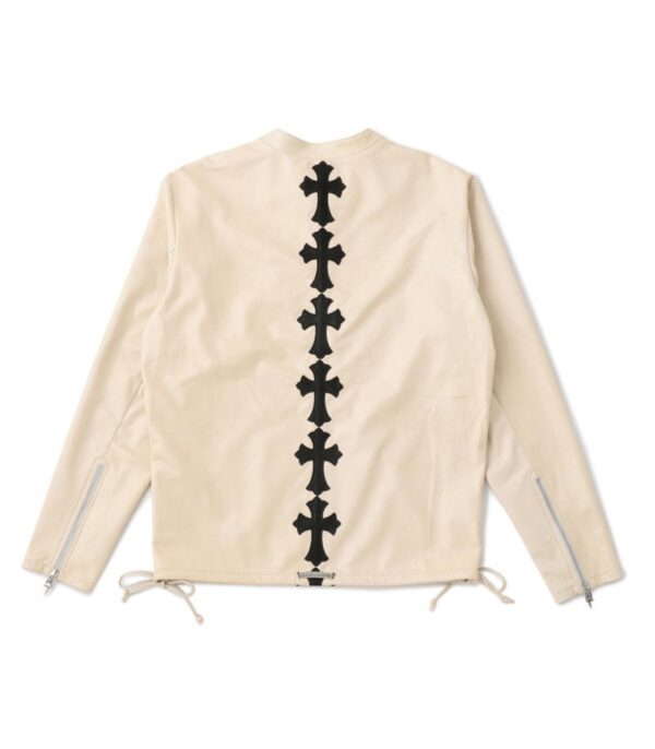 Chrome Hearts x Dover Street Ginza Cemetary Spine Leather Jacket - Beige